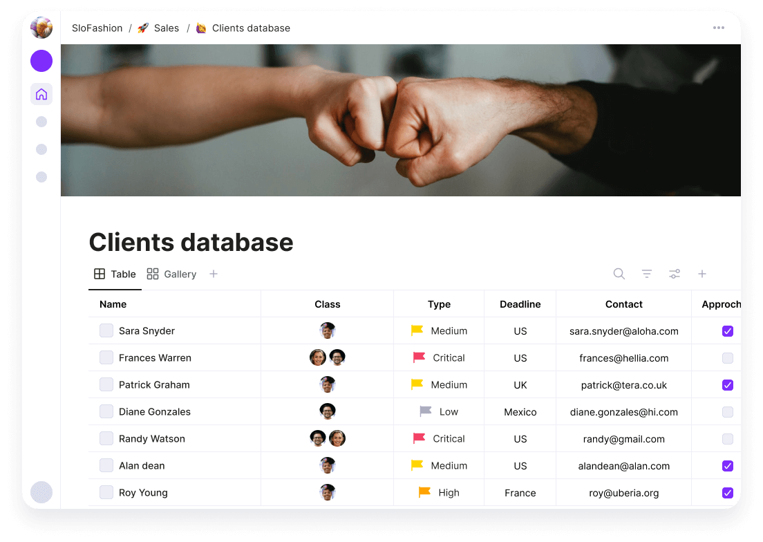 Tasks and databases in Ayanza